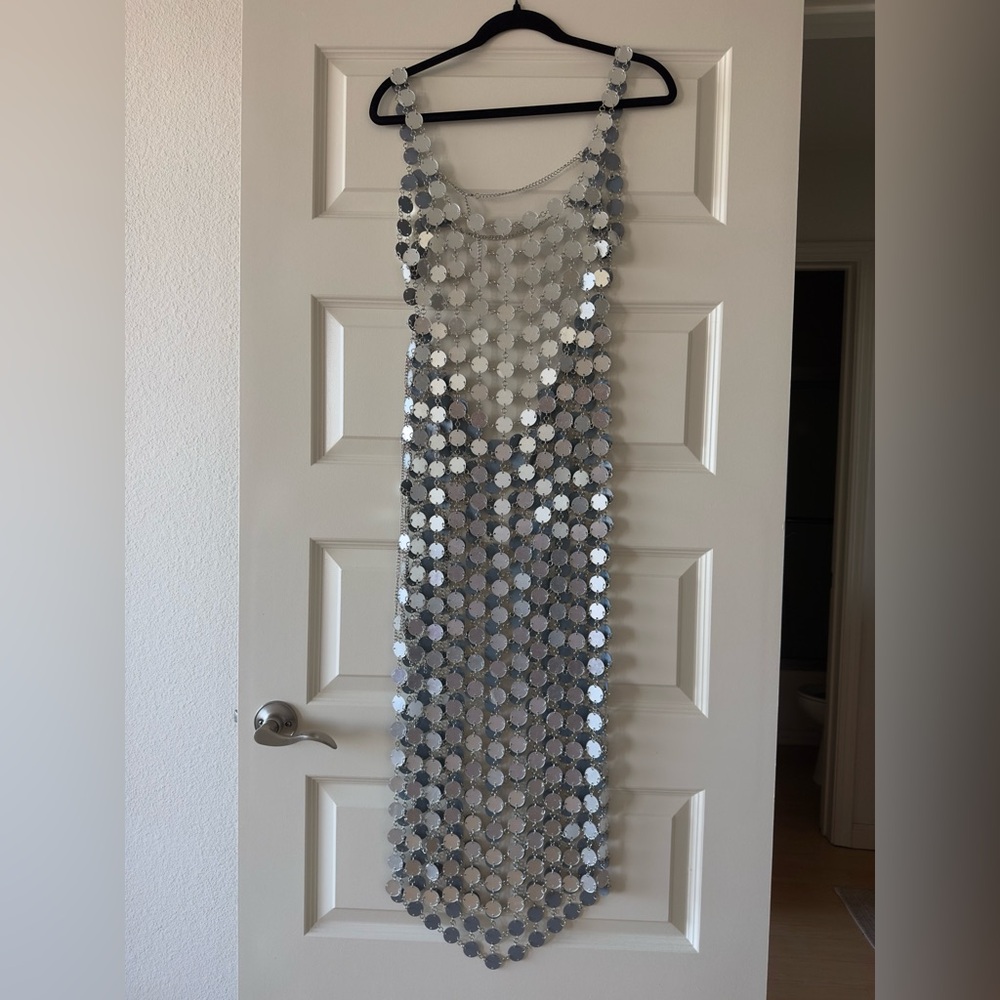 Glass disk maxi dress